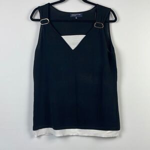 Jones New York Women's Signature V-neck Sleeveless Top Black XL